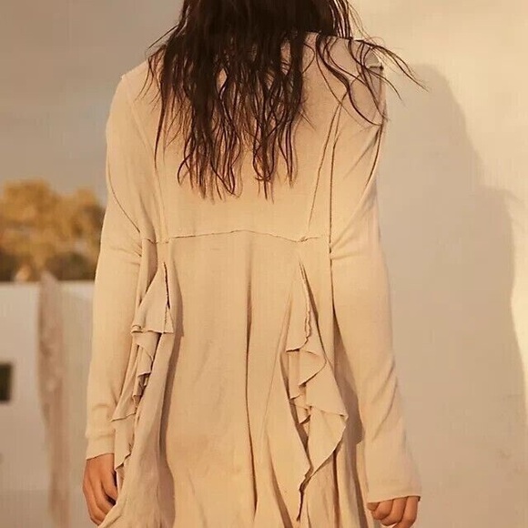 FREE PEOPLE FP BEACH PALM TUNIC MINI DRESS SWIM COVER-UP LAGENLOOK RUFFLE - Picture 3 of 6